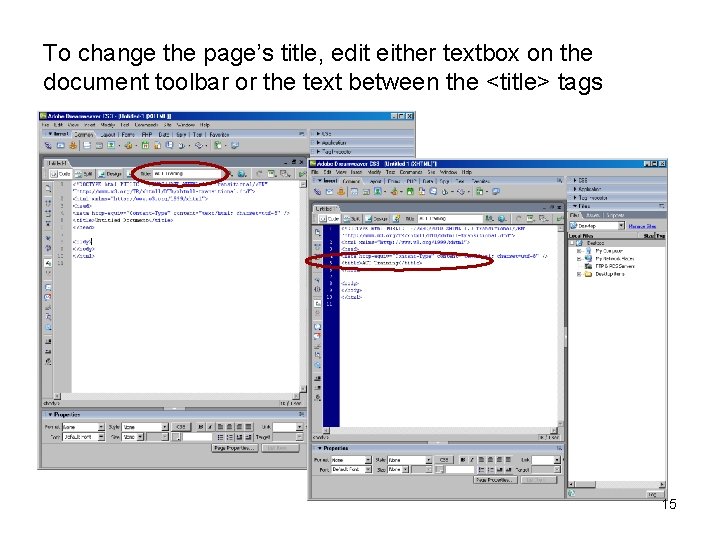 To change the page’s title, edit either textbox on the document toolbar or the