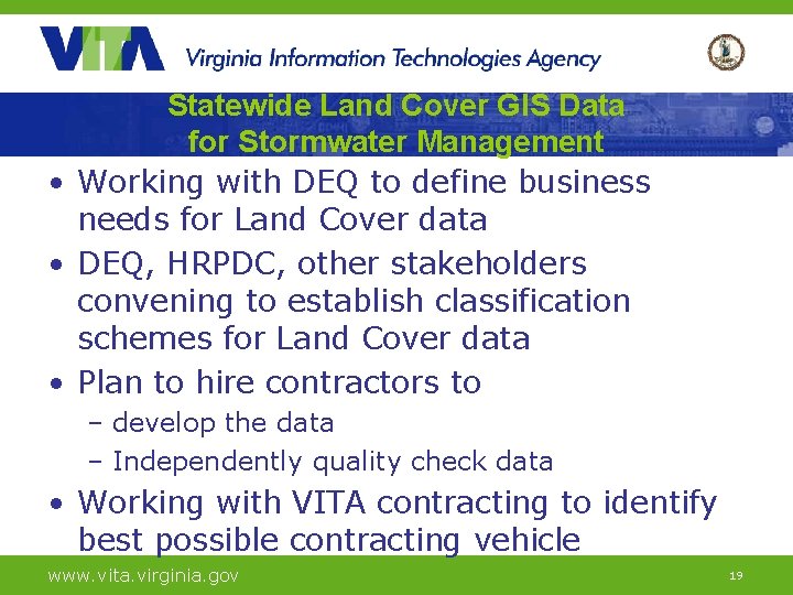 Statewide Land Cover GIS Data for Stormwater Management • Working with DEQ to define
