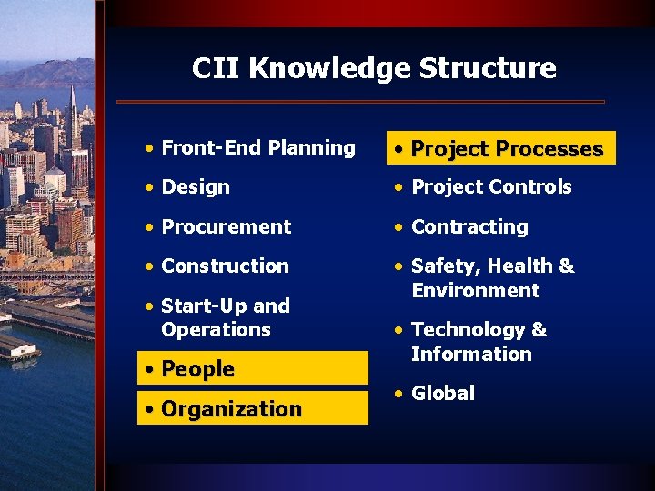 CII Knowledge Structure • Front-End Planning Project Processes • Project Processes • Design •