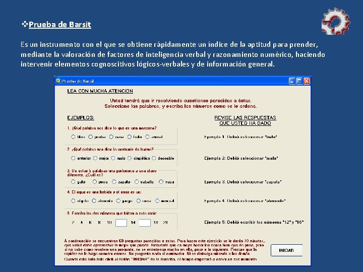 v. Prueba de Barsit Es un instrumento con el que se obtiene rápidamente un