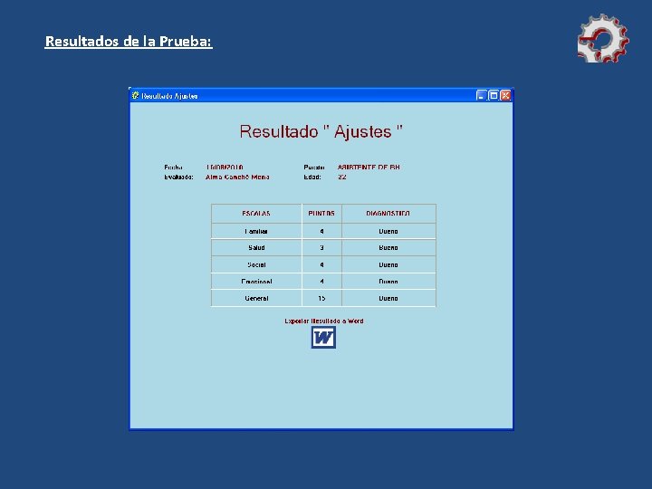 Resultados de la Prueba: Resultados de la Prueba: