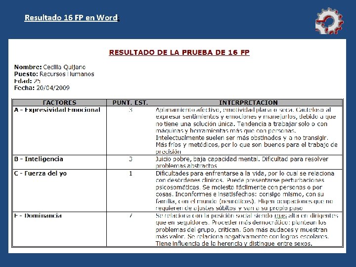 Resultado 16 FP en Word: Resultado 16 FP en Word: