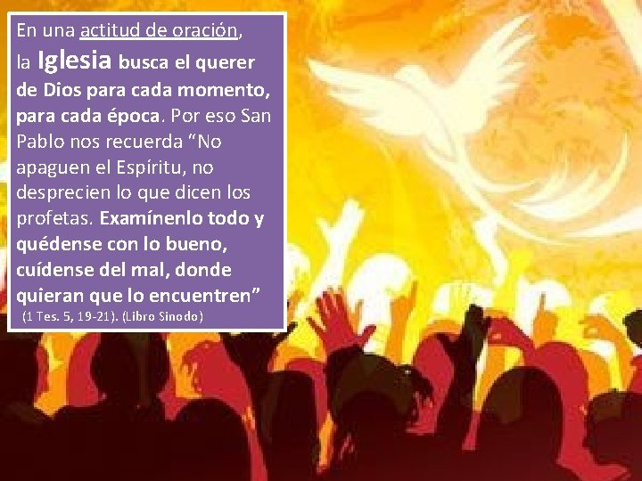 En una actitud de oración, la Iglesia busca el querer de Dios para cada