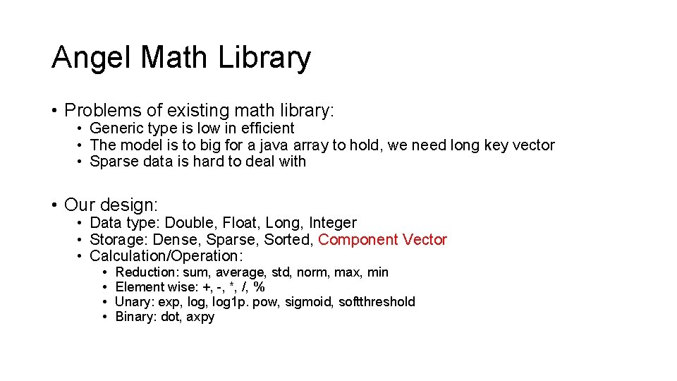 Angel Math Library • Problems of existing math library: • Generic type is low