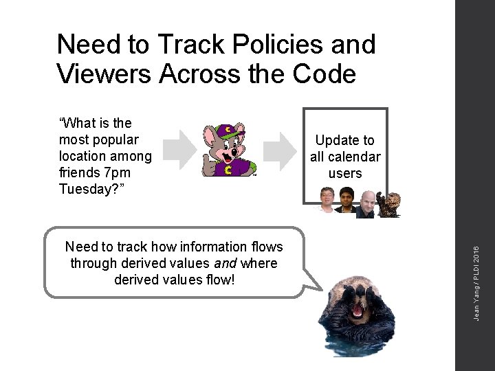 Need to Track Policies and Viewers Across the Code Need to track how information