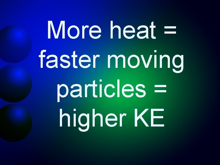 More heat = faster moving particles = higher KE 