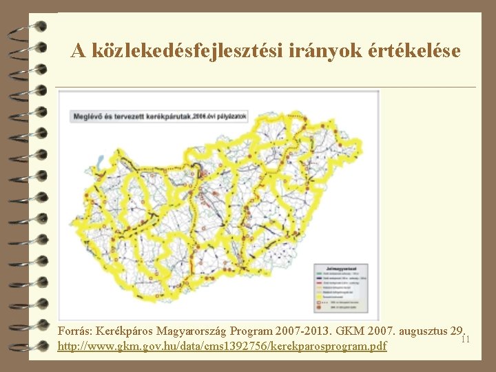 A közlekedésfejlesztési irányok értékelése Forrás: Kerékpáros Magyarország Program 2007 -2013. GKM 2007. augusztus 29.