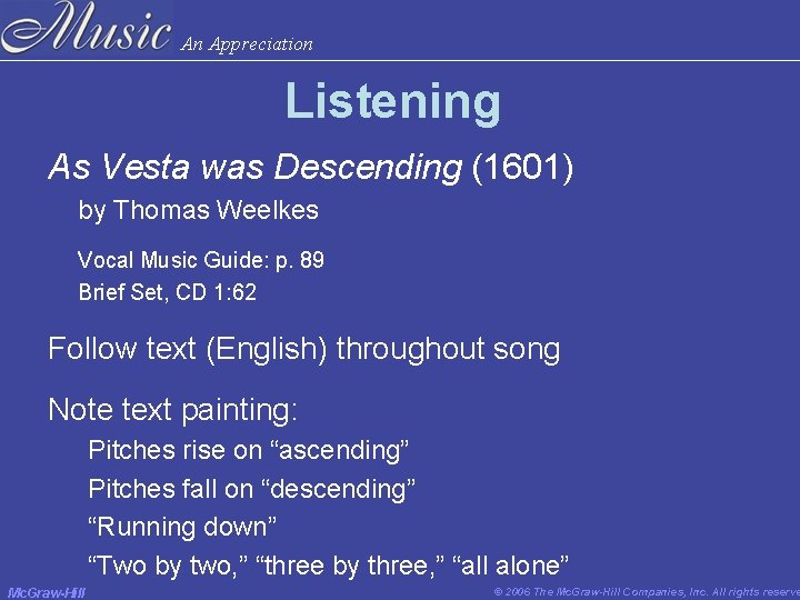 An Appreciation Listening As Vesta was Descending (1601) by Thomas Weelkes Vocal Music Guide: An Appreciation Listening As Vesta was Descending (1601) by Thomas Weelkes Vocal Music Guide: