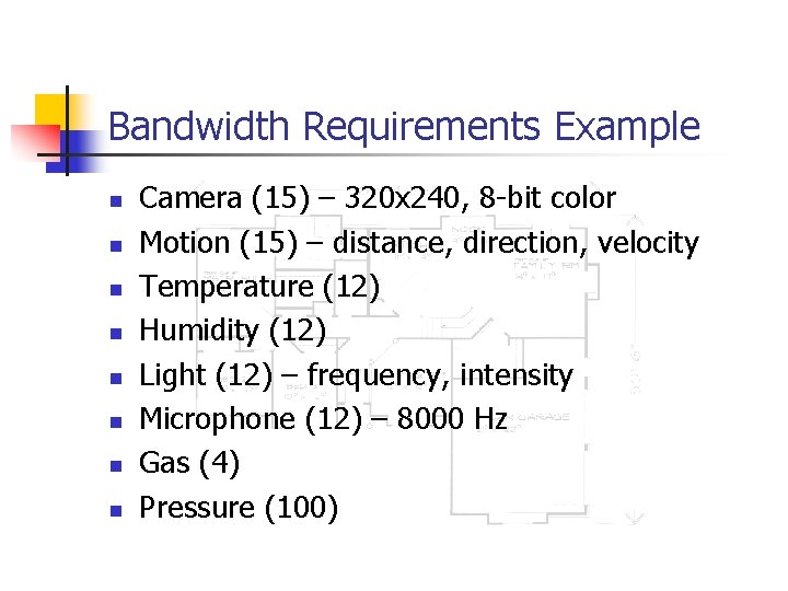 Bandwidth Requirements Example n n n n Camera (15) – 320 x 240, 8