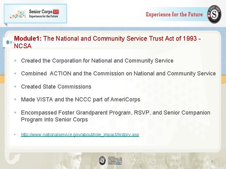 Module 1: The National and Community Service Trust Act of 1993 - NCSA §