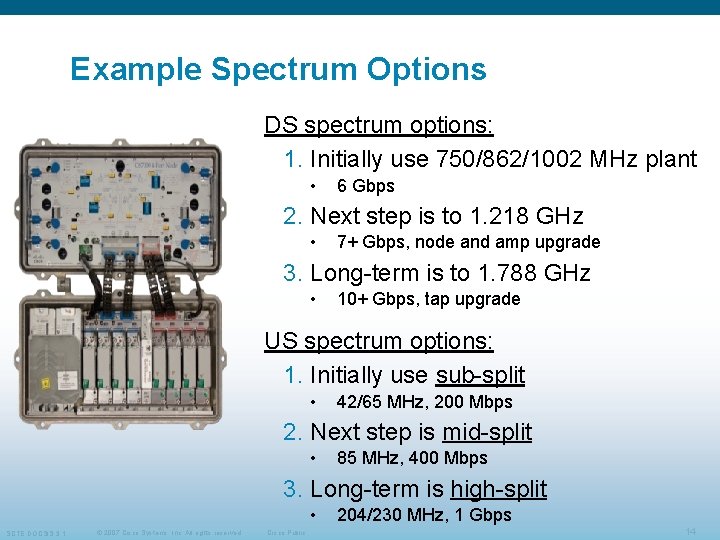 Example Spectrum Options DS spectrum options: 1. Initially use 750/862/1002 MHz plant • 6 Example Spectrum Options DS spectrum options: 1. Initially use 750/862/1002 MHz plant • 6