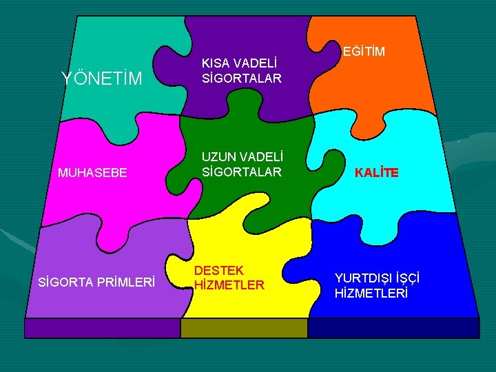 YÖNETİM MUHASEBE SİGORTA PRİMLERİ KISA VADELİ SİGORTALAR UZUN VADELİ SİGORTALAR DESTEK HİZMETLER EĞİTİM KALİTE