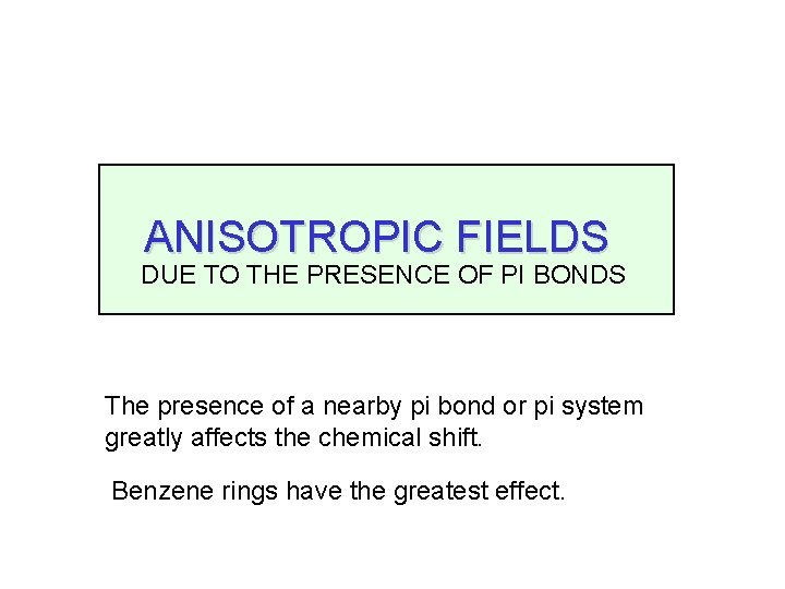 ANISOTROPIC FIELDS DUE TO THE PRESENCE OF PI BONDS The presence of a nearby