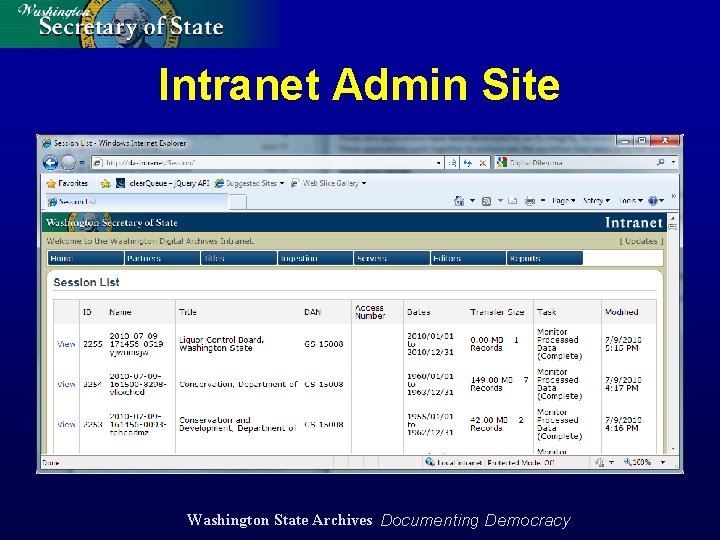 Intranet Admin Site Washington State Archives Documenting Democracy 