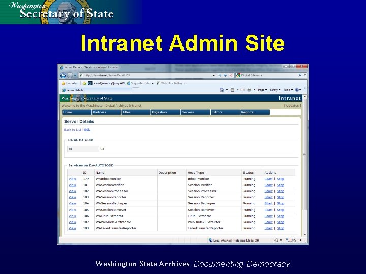 Intranet Admin Site Washington State Archives Documenting Democracy 