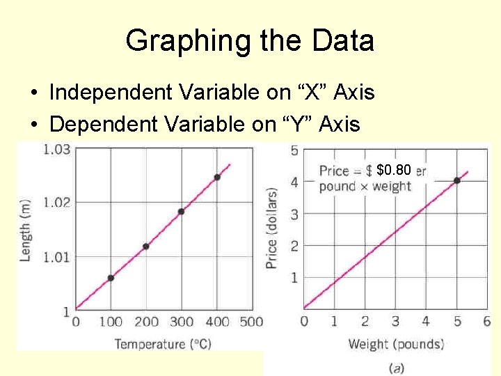 Graphing the Data • Independent Variable on “X” Axis • Dependent Variable on “Y”