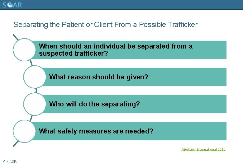 Human Trafficking Training Separating the Patient or Client From a Possible Trafficker When should