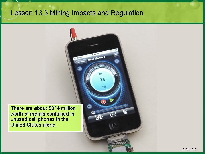 Lesson 13. 3 Mining Impacts and Regulation There about $314 million worth of metals