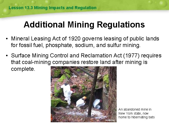 Lesson 13. 3 Mining Impacts and Regulation Additional Mining Regulations • Mineral Leasing Act