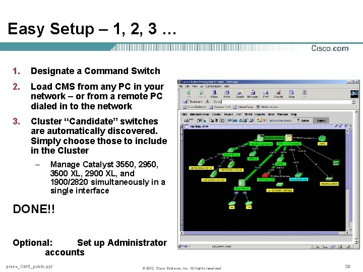 Easy Setup – 1, 2, 3 … 1. Designate a Command Switch 2. Load