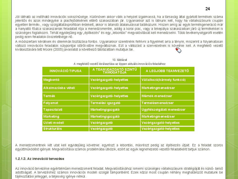 24 Jól látható az indítható innovációk sokszínűsége. Különösen akkor válik a helyzet izgalmassá, ha