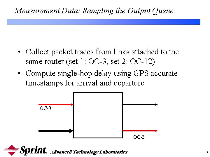 Measurement Data: Sampling the Output Queue • Collect packet traces from links attached to Measurement Data: Sampling the Output Queue • Collect packet traces from links attached to