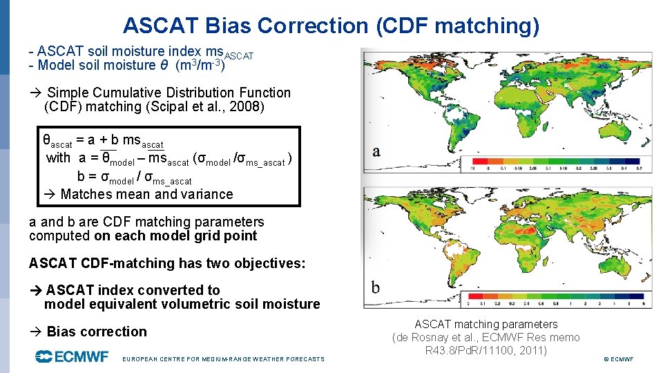 ASCAT Bias Correction (CDF matching) - ASCAT soil moisture index ms. ASCAT - Model