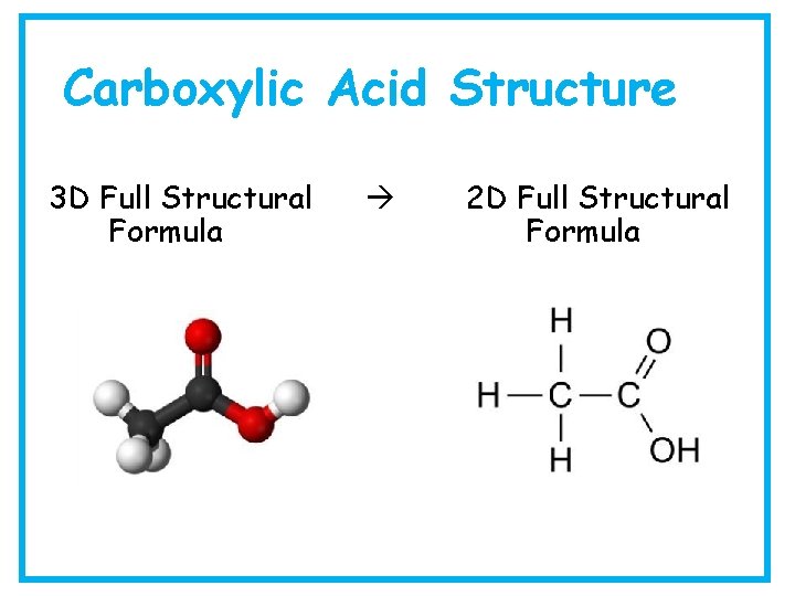 Carboxylic Acid Structure 3 D Full Structural Formula 2 D Full Structural Formula 