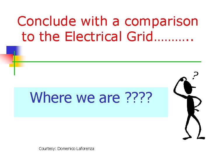Conclude with a comparison to the Electrical Grid………. . Where we are ? ?