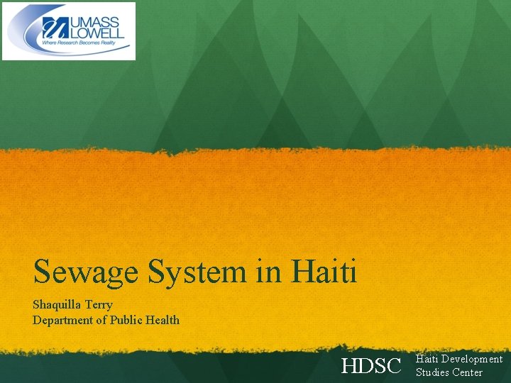 Sewage System in Haiti Shaquilla Terry Department of Public Health HDSC Haiti Development Studies Sewage System in Haiti Shaquilla Terry Department of Public Health HDSC Haiti Development Studies