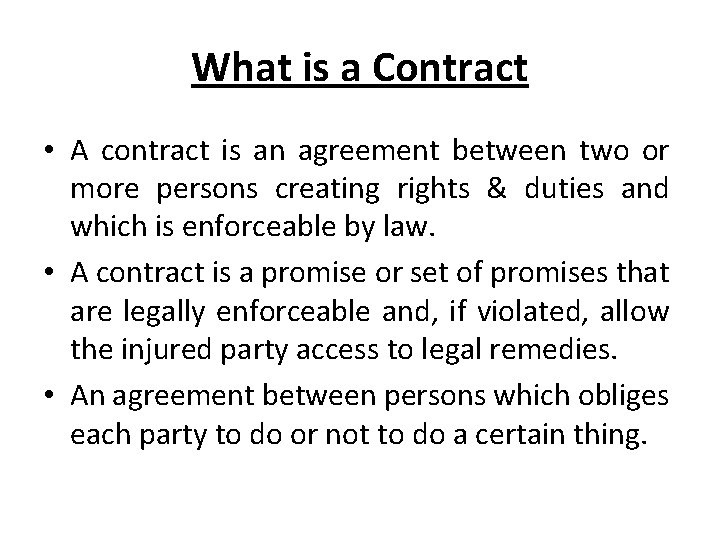 Managing Contracts Contents Introduction What Is A Contract