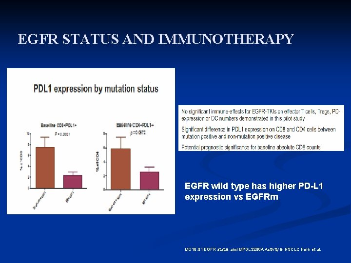 EGFR STATUS AND IMMUNOTHERAPY EGFR wild type has higher PD-L 1 expression vs EGFRm EGFR STATUS AND IMMUNOTHERAPY EGFR wild type has higher PD-L 1 expression vs EGFRm