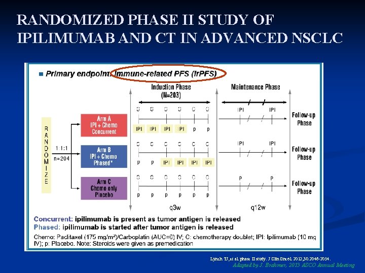 RANDOMIZED PHASE II STUDY OF IPILIMUMAB AND CT IN ADVANCED NSCLC [TITLE] Lynch TJ,