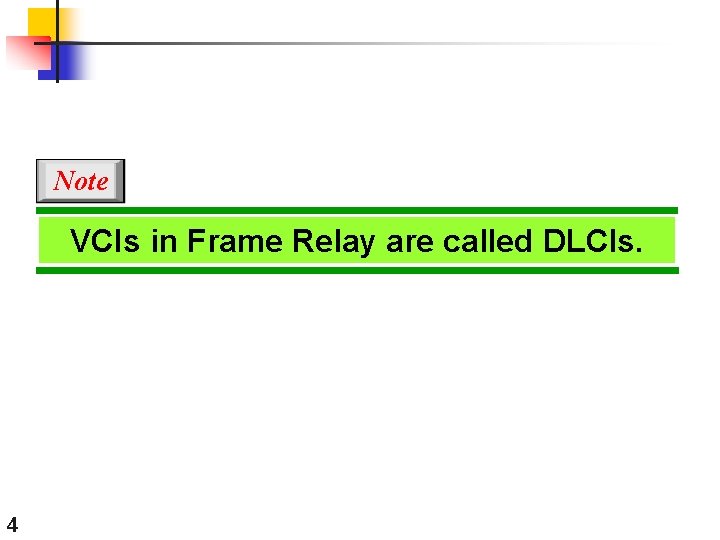 Note VCIs in Frame Relay are called DLCIs. 4 
