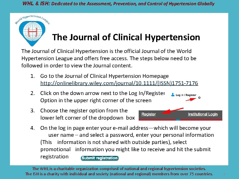 WHL & ISH: Dedicated to the Assessment, Prevention, and Control of Hypertension Globally The