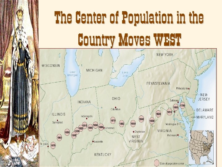 The Center of Population in the Country Moves WEST 