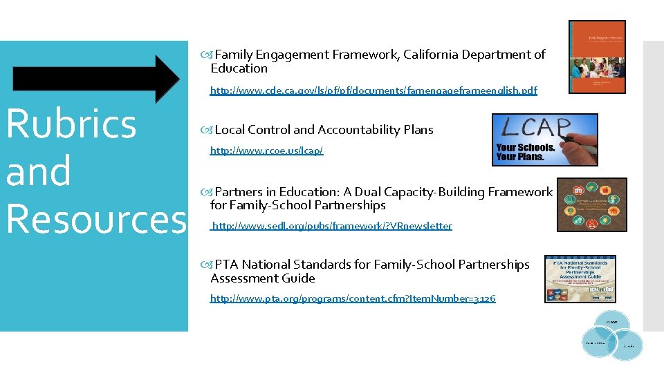 Family Engagement Framework, California Department of Education Rubrics and Resources http: //www. cde. Family Engagement Framework, California Department of Education Rubrics and Resources http: //www. cde.