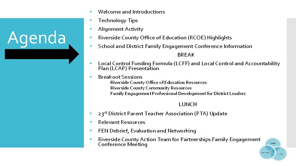 Agenda • • Welcome and Introductions Technology Tips Alignment Activity Riverside County Office of Agenda • • Welcome and Introductions Technology Tips Alignment Activity Riverside County Office of