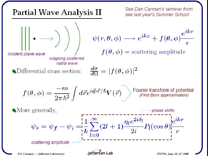 Partial Wave Analysis See Dan Carman’s seminar from see last year’s Summer School NNPSS