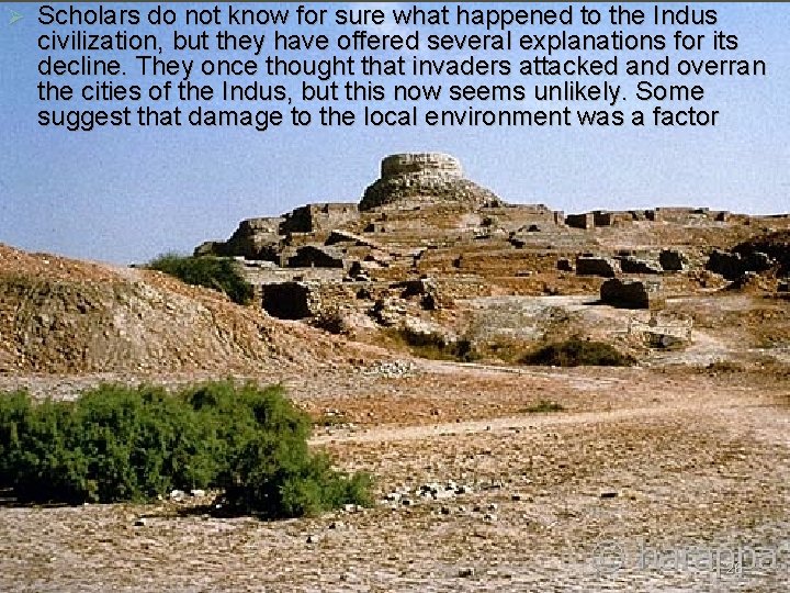 Ø Scholars do not know for sure what happened to the Indus civilization, but Ø Scholars do not know for sure what happened to the Indus civilization, but