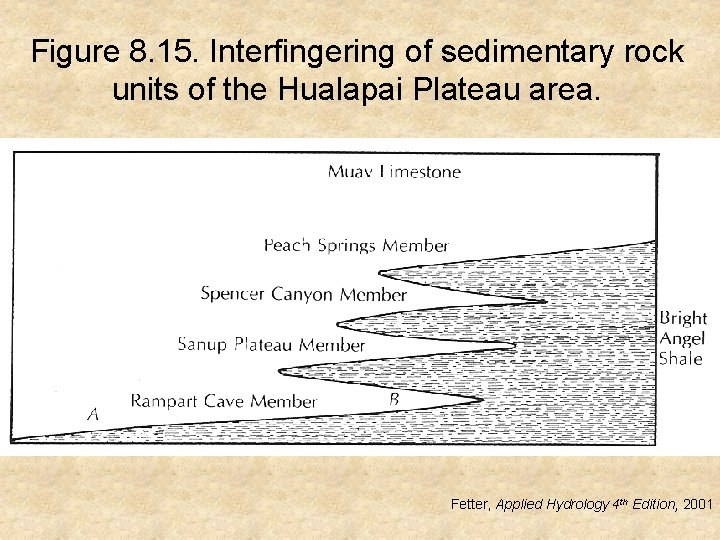 Figure 8. 15. Interfingering of sedimentary rock units of the Hualapai Plateau area. Fetter,