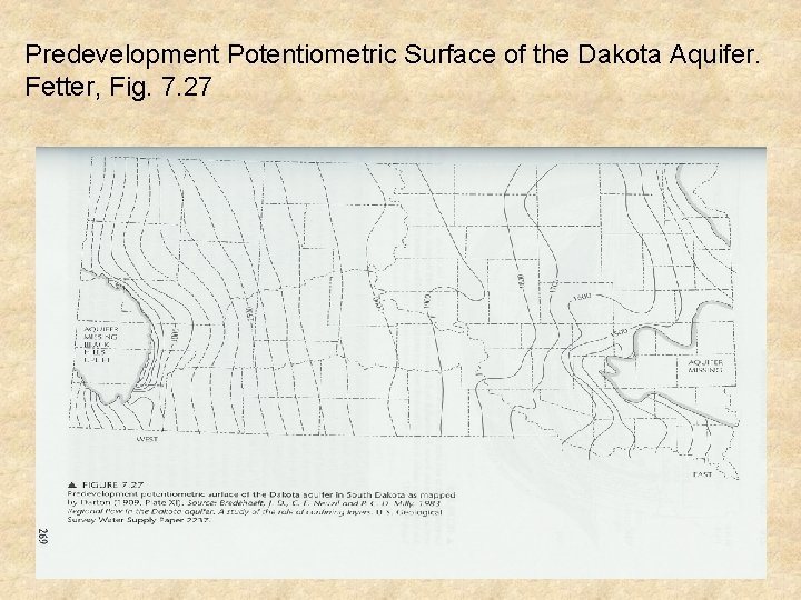 Predevelopment Potentiometric Surface of the Dakota Aquifer. Fetter, Fig. 7. 27 