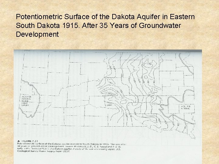 Potentiometric Surface of the Dakota Aquifer in Eastern South Dakota 1915. After 35 Years