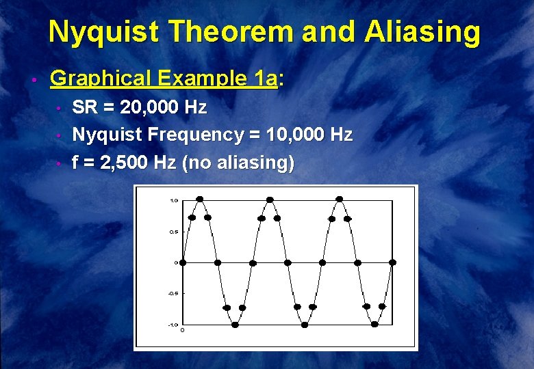 Nyquist Theorem and Aliasing • Graphical Example 1 a: • • • SR =