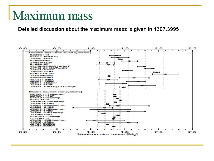 Maximum mass Detailed discussion about the maximum mass is given in 1307. 3995 