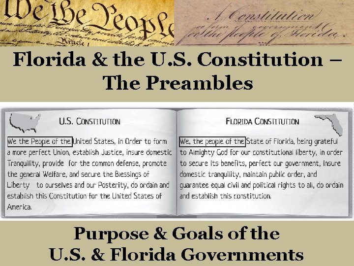 Florida & the U. S. Constitution – The Preambles Purpose & Goals of the