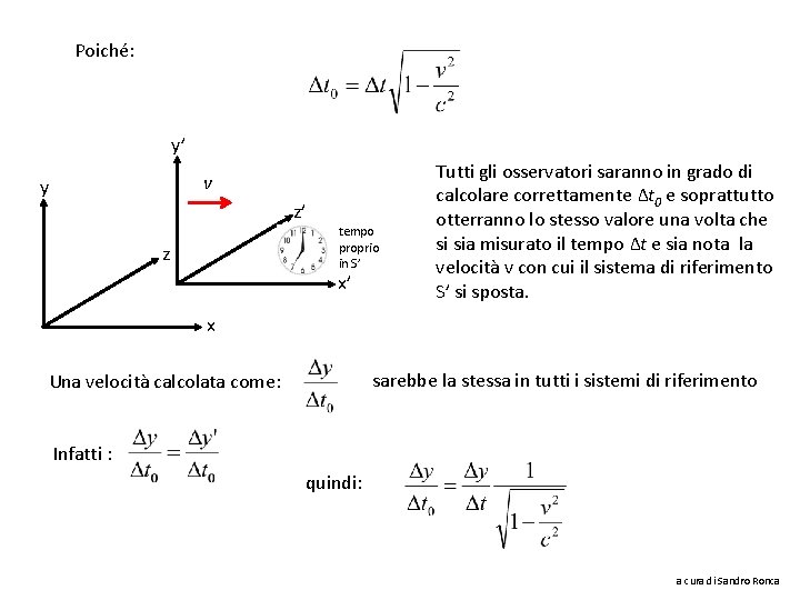 Poiché: y’ v y z’ tempo proprio in S’ z x’ Tutti gli osservatori