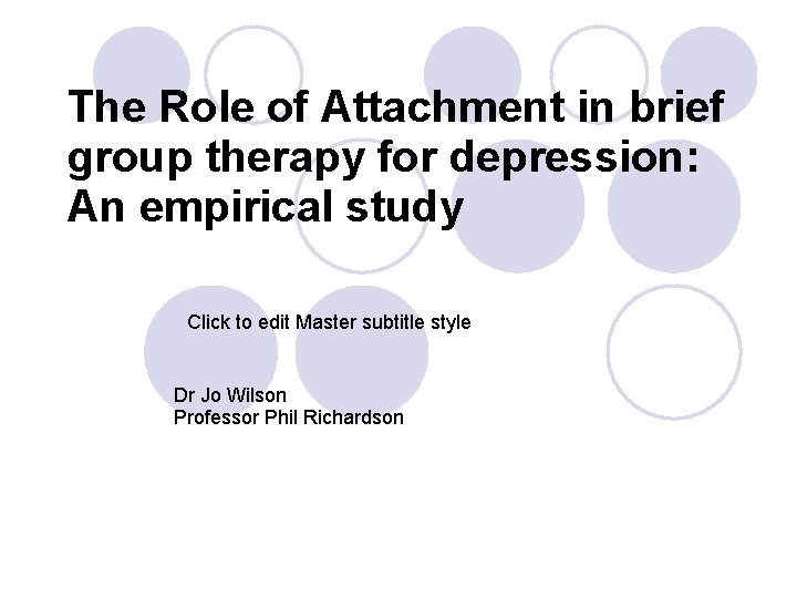 The Role of Attachment in brief group therapy for depression: An empirical study Click