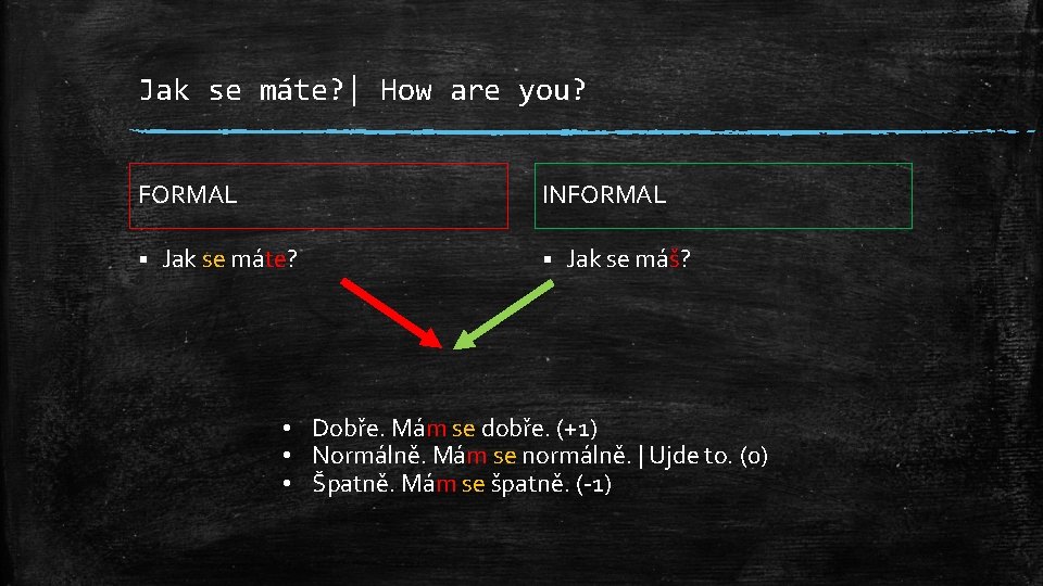 Jak se máte? | How are you? FORMAL § INFORMAL Jak se máte? §