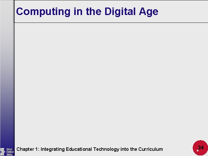 Computing in the Digital Age Chapter 1: Integrating Educational Technology into the Curriculum 34